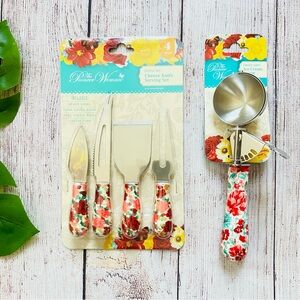 Pioneer Woman 4pcs Cheese Knife Set & Ice Cream Scoop NEW